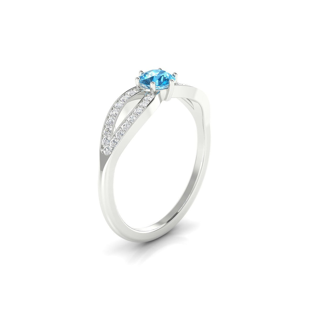 Prestige | 18k White Gold 4.5 mm Round Topaz Ring