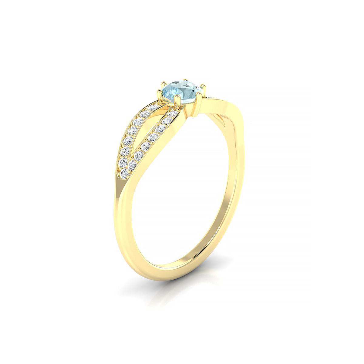 Prestige | 18k Yellow Gold 4.5 mm Round Aquamarine Ring