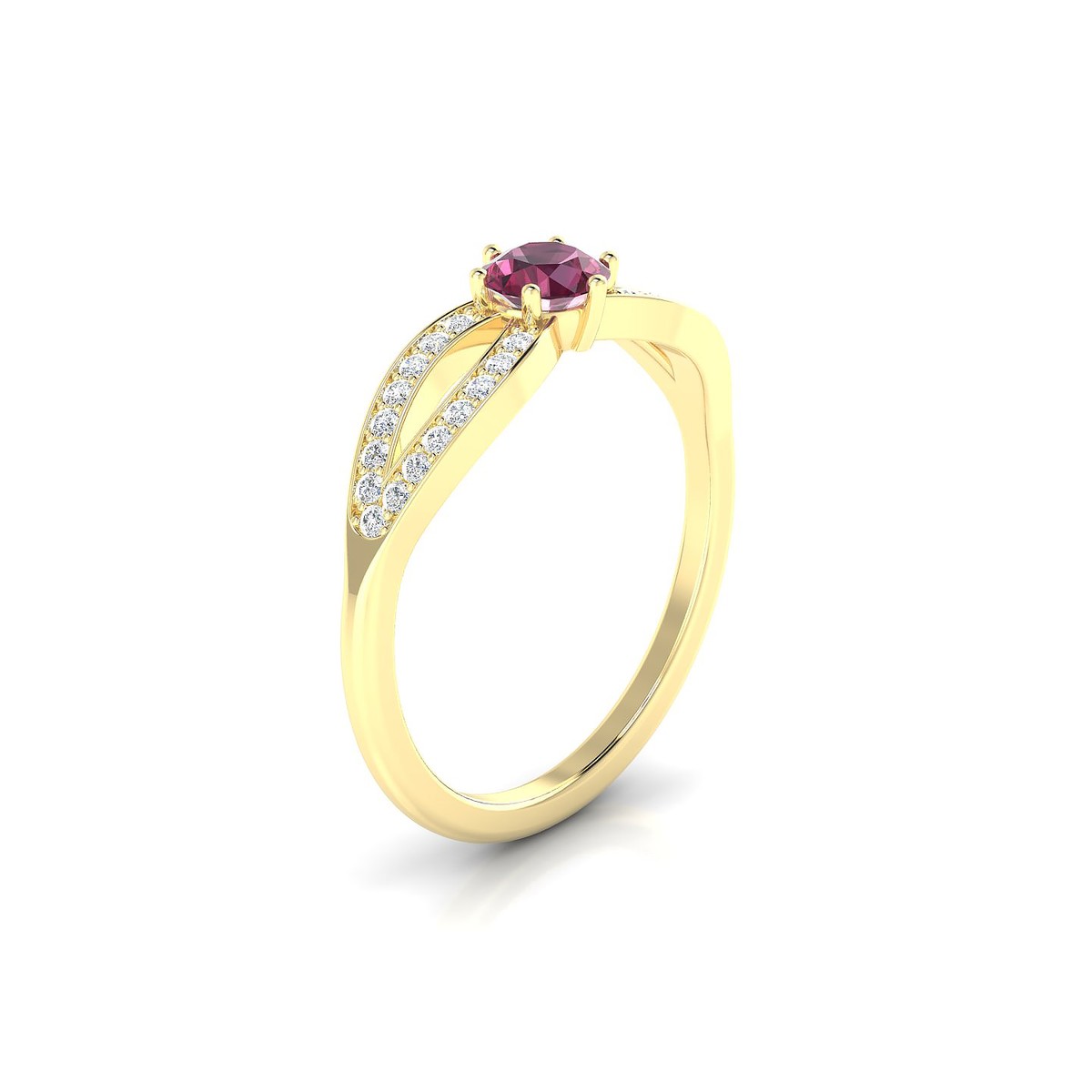 Prestige | 18k Yellow Gold 4.5 mm Round Rhodolite Ring