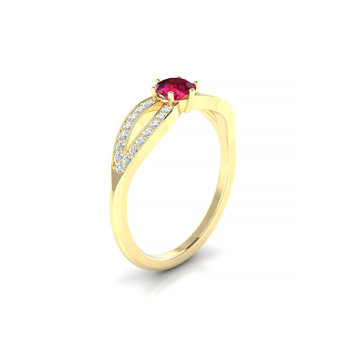 Prestige | 18k Yellow Gold 4.5 mm Round Ruby Ring