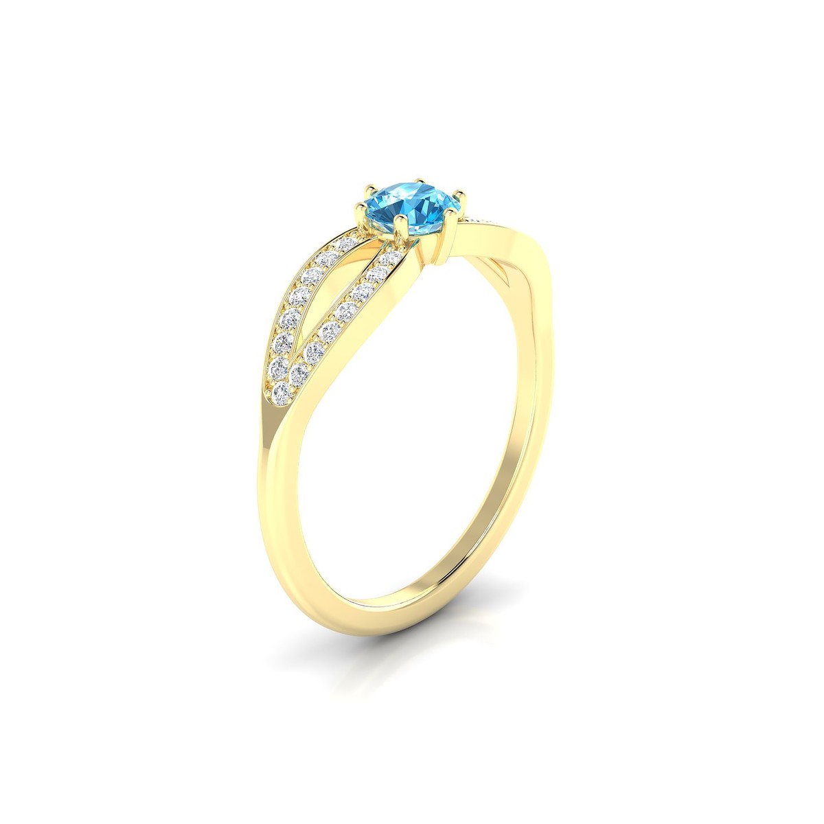 Prestige | 18k Yellow Gold 4.5 mm Round Topaz Ring