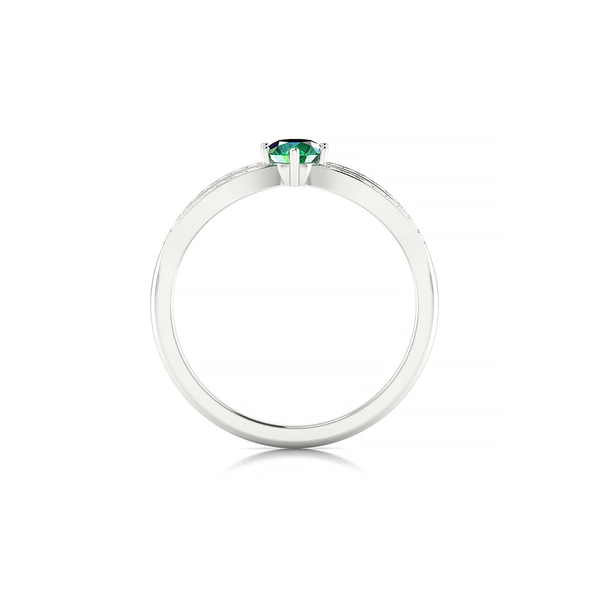Prestige | 18k White Gold 4.5 mm Round Emerald Ring