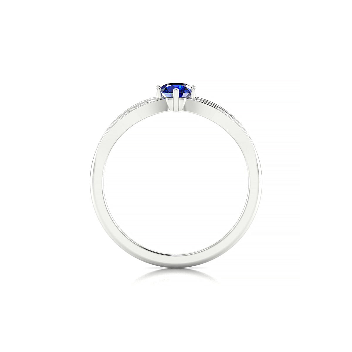 Prestige | 18k White Gold 4.5 mm Round Sapphire Ring