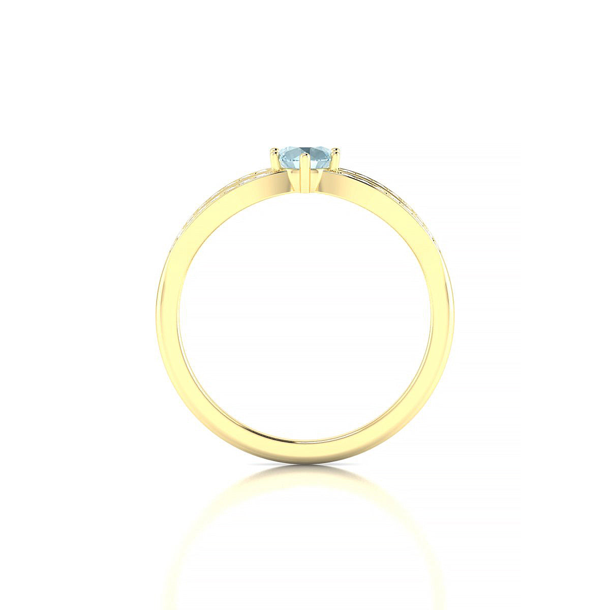 Prestige | 18k Yellow Gold 4.5 mm Round Aquamarine Ring