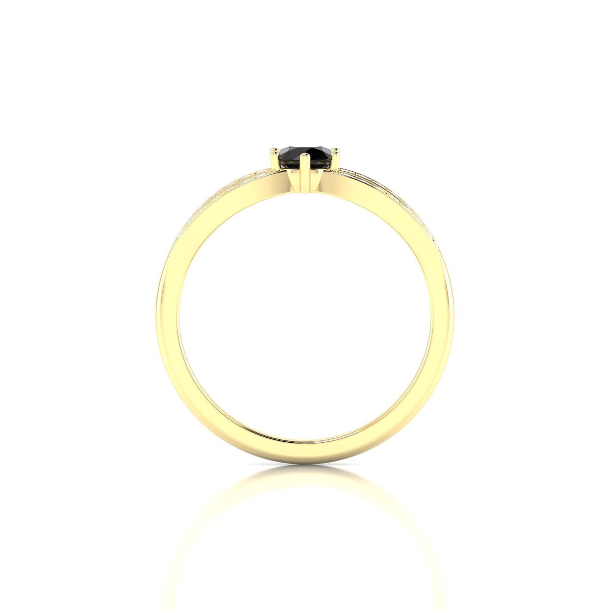 Prestige | 18k Yellow Gold 4.5 mm Round Black Diamond Ring