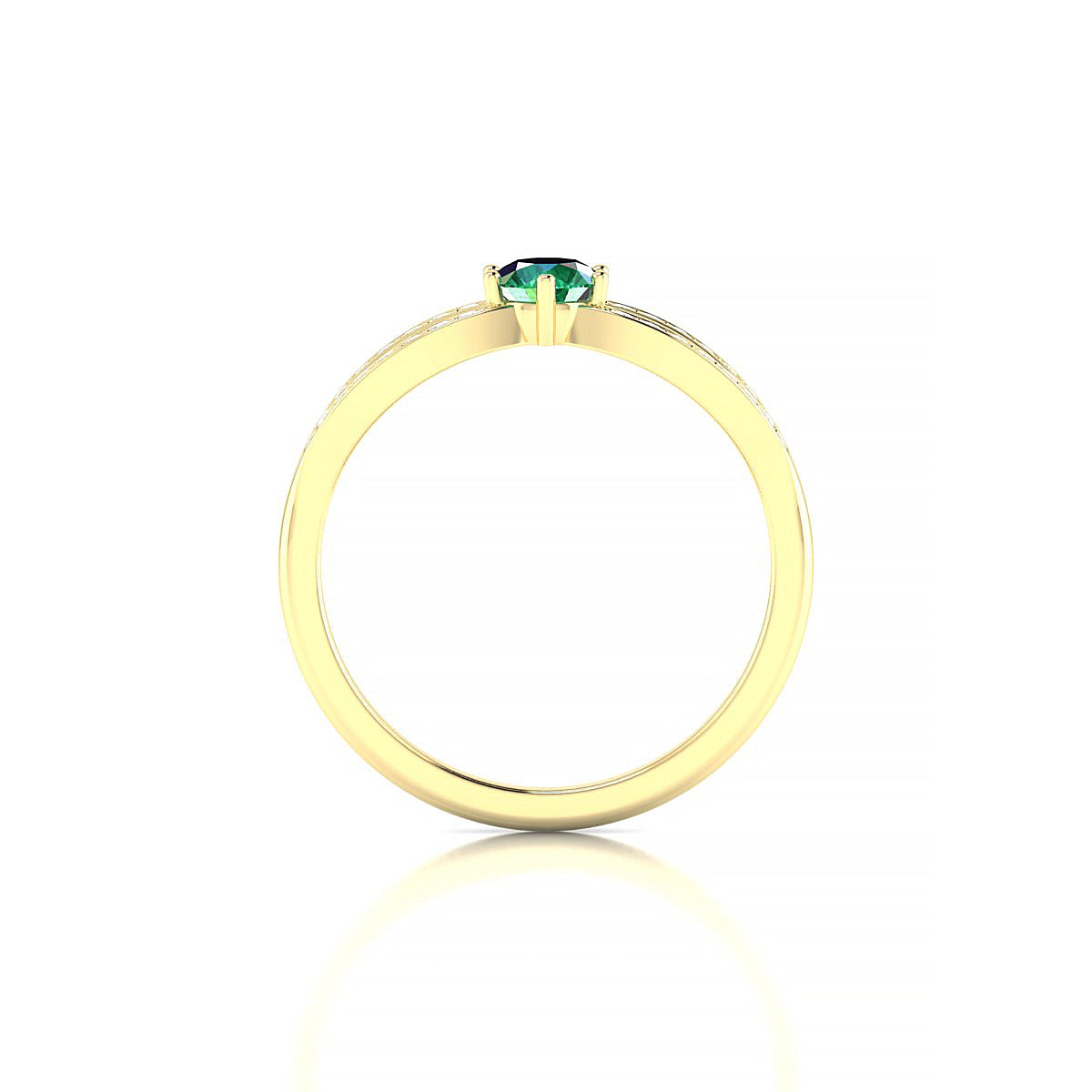 Prestige | 18k Yellow Gold 4.5 mm Round Emerald Ring