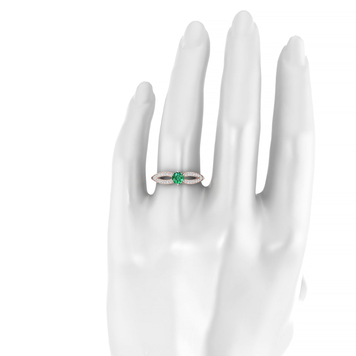 Prestige | 18k Rose Gold 4.5 mm Round Emerald Ring