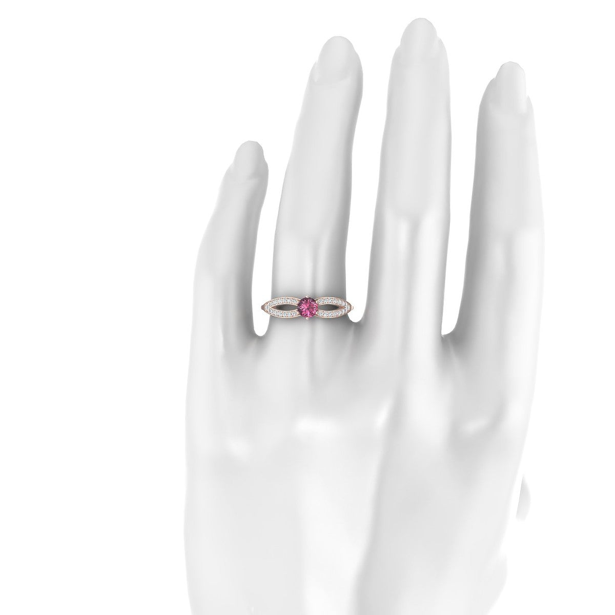 Prestige | 18k Rose Gold 4.5 mm Round Rhodolite Ring
