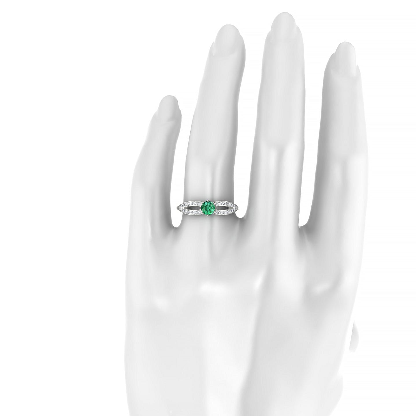 Prestige | 18k White Gold 4.5 mm Round Emerald Ring