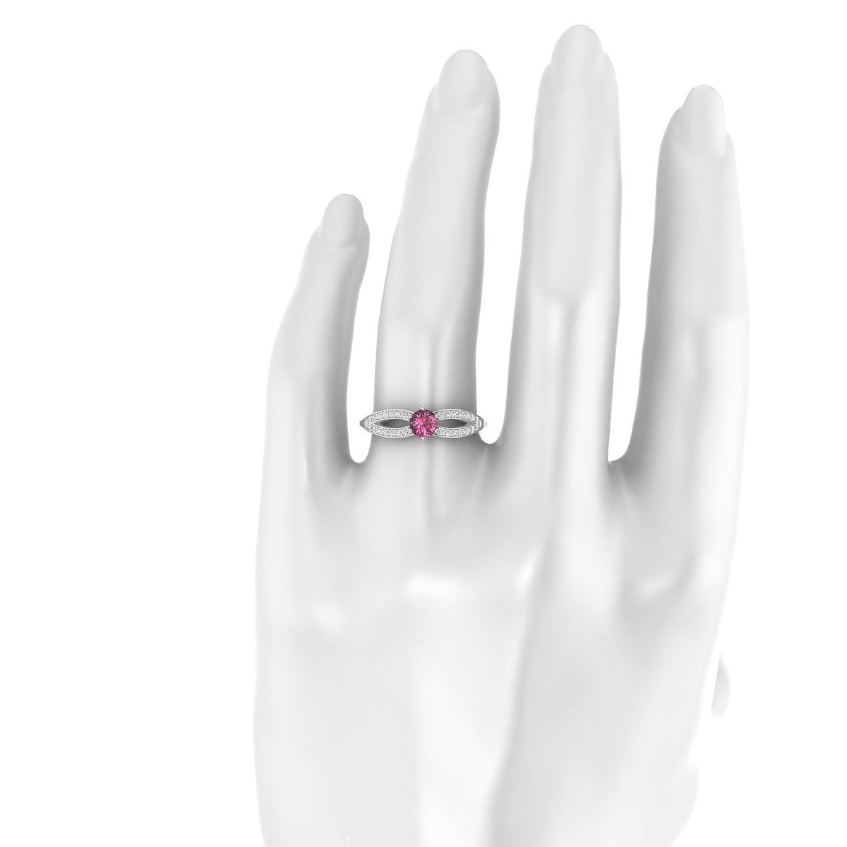 Prestige | 18k White Gold 4.5 mm Round Rhodolite Ring