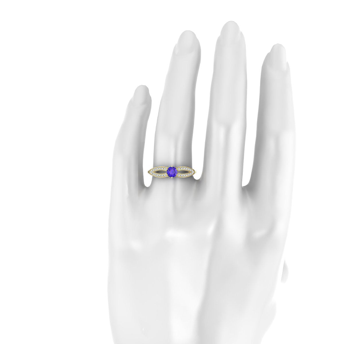 Prestige | 18k Yellow Gold 4.5 mm Round Tanzanite Ring