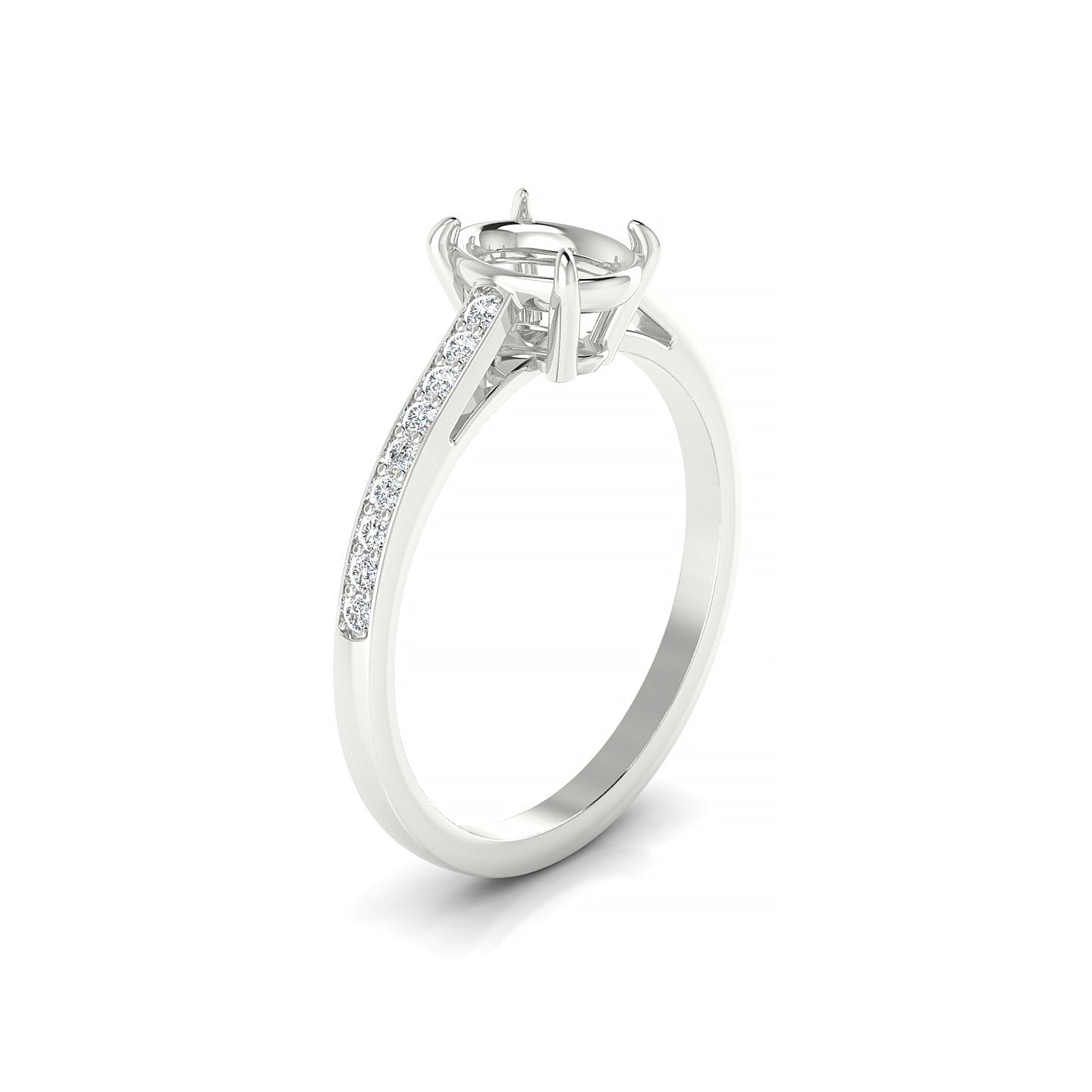 Promise Oval 1-1.99 ct | 18k White Gold Side Stones Ring