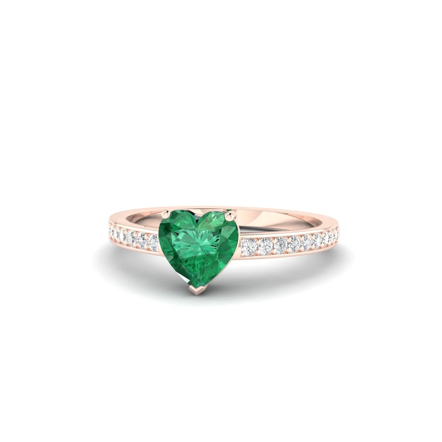 Promise | 18k Rose Gold 5.5 mm Heart Emerald Ring