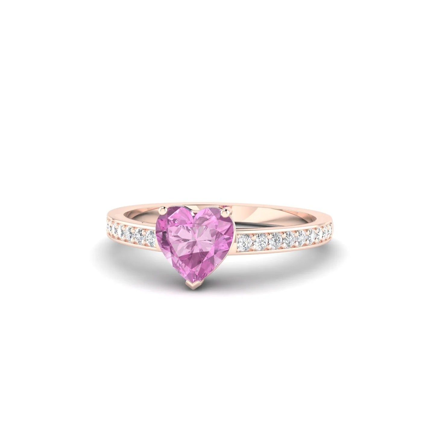 Promise | 18k Rose Gold 5.5 mm Heart Pink Sapphire Ring
