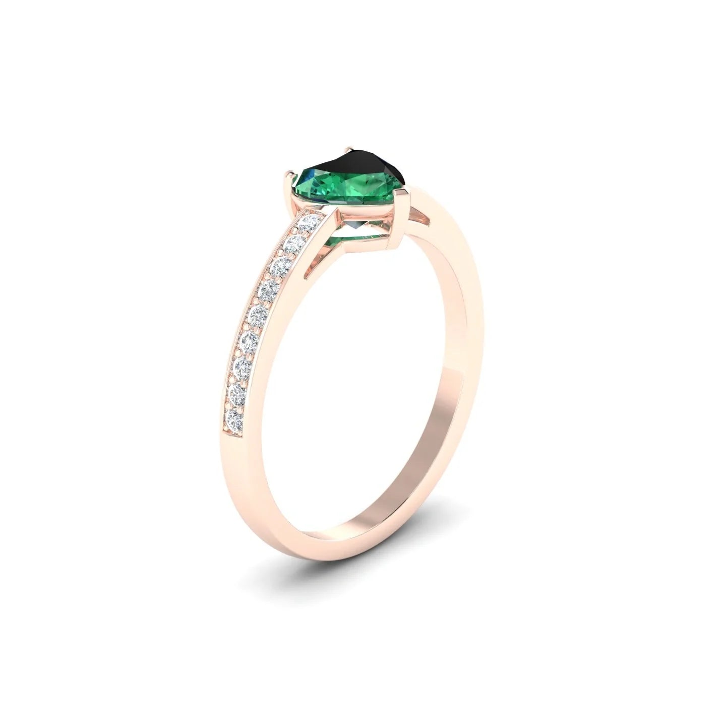 Promise | 18k Rose Gold 5.5 mm Heart Emerald Ring