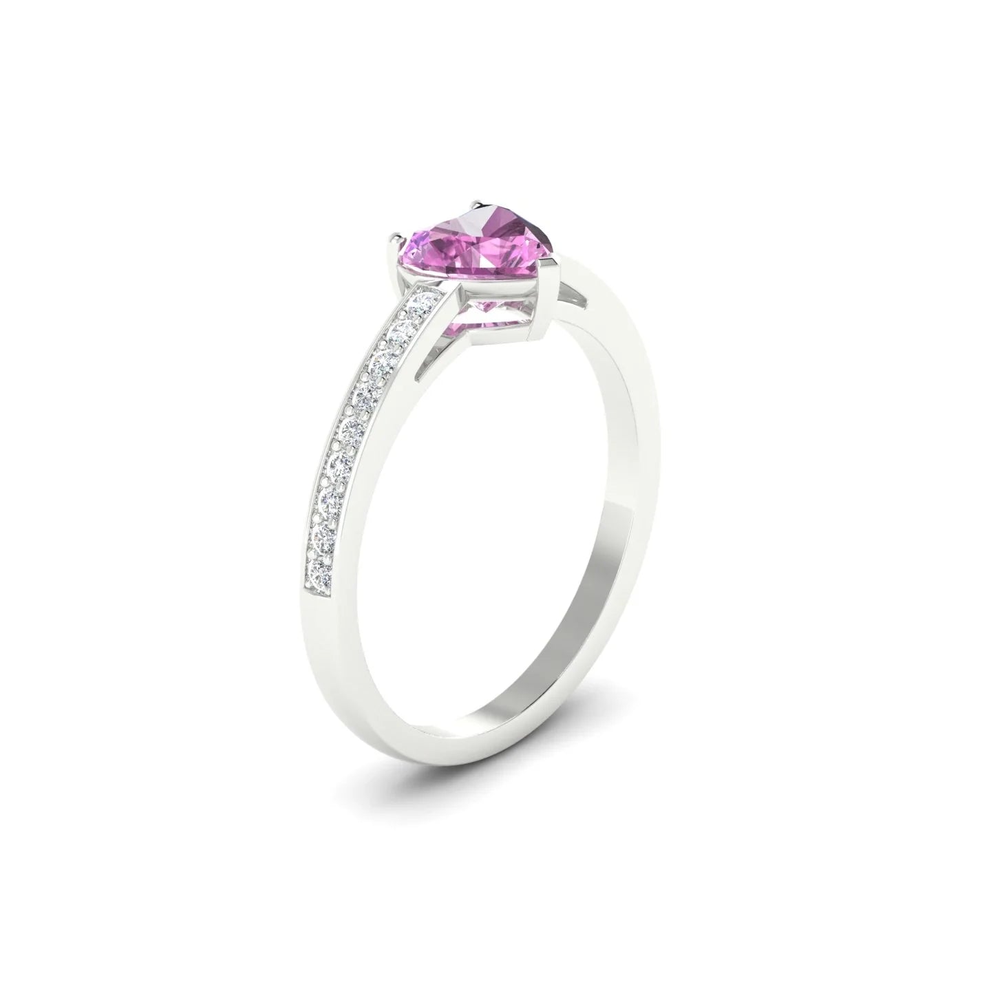 Promise | 18k White Gold 5.5 mm Heart Pink Sapphire Ring