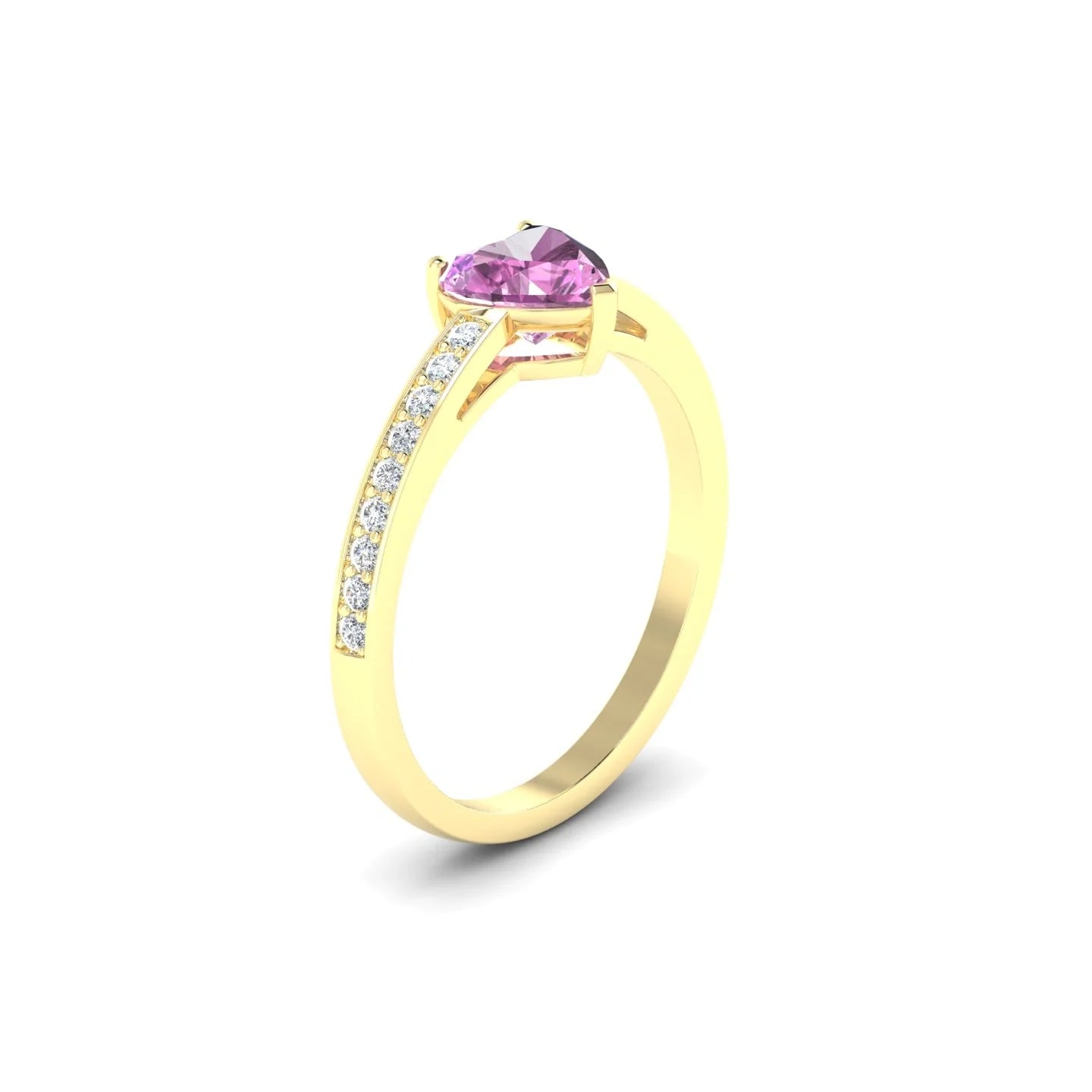 Promise | 18k Yellow Gold 5.5 mm Heart Pink Sapphire Ring
