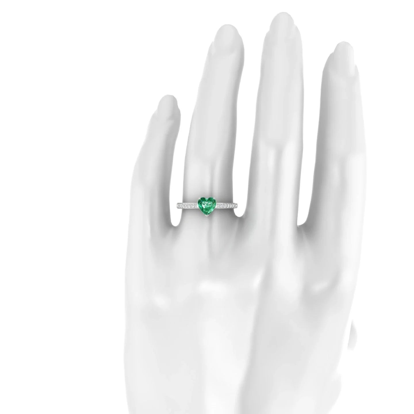 Promise | 18k White Gold 5.5 mm Heart Emerald Ring