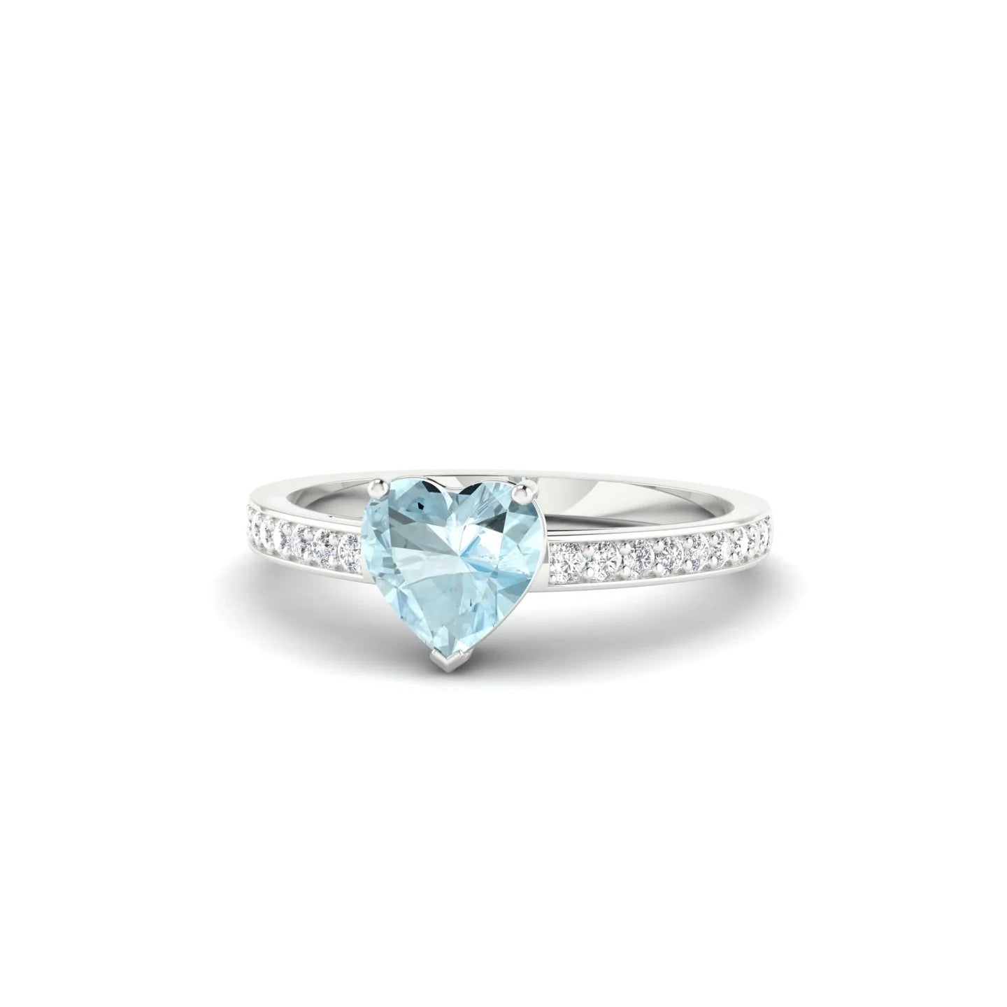 Promise | 18k White Gold 6 mm Heart Aquamarine Ring