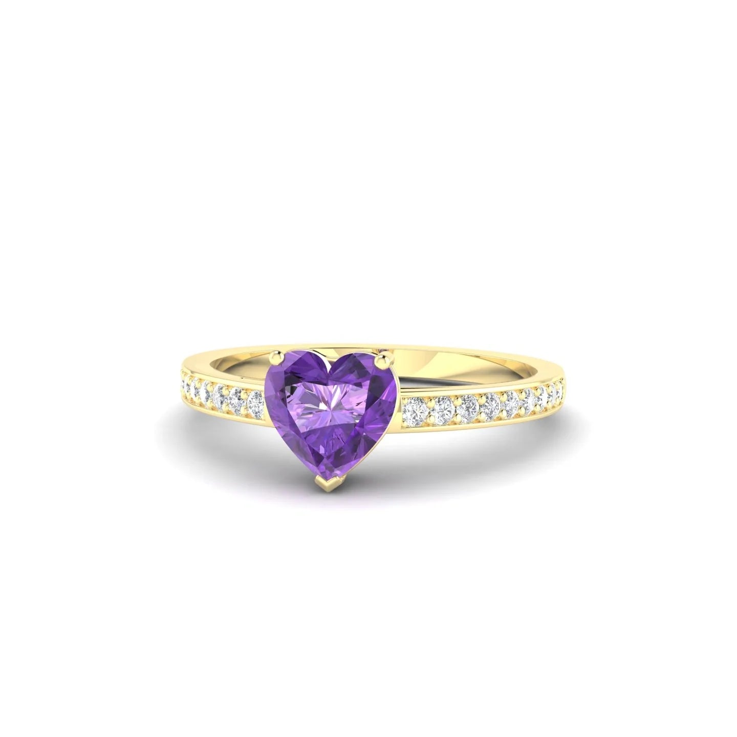 Promise | 18k Yellow Gold 6 mm Heart Amethyst Ring