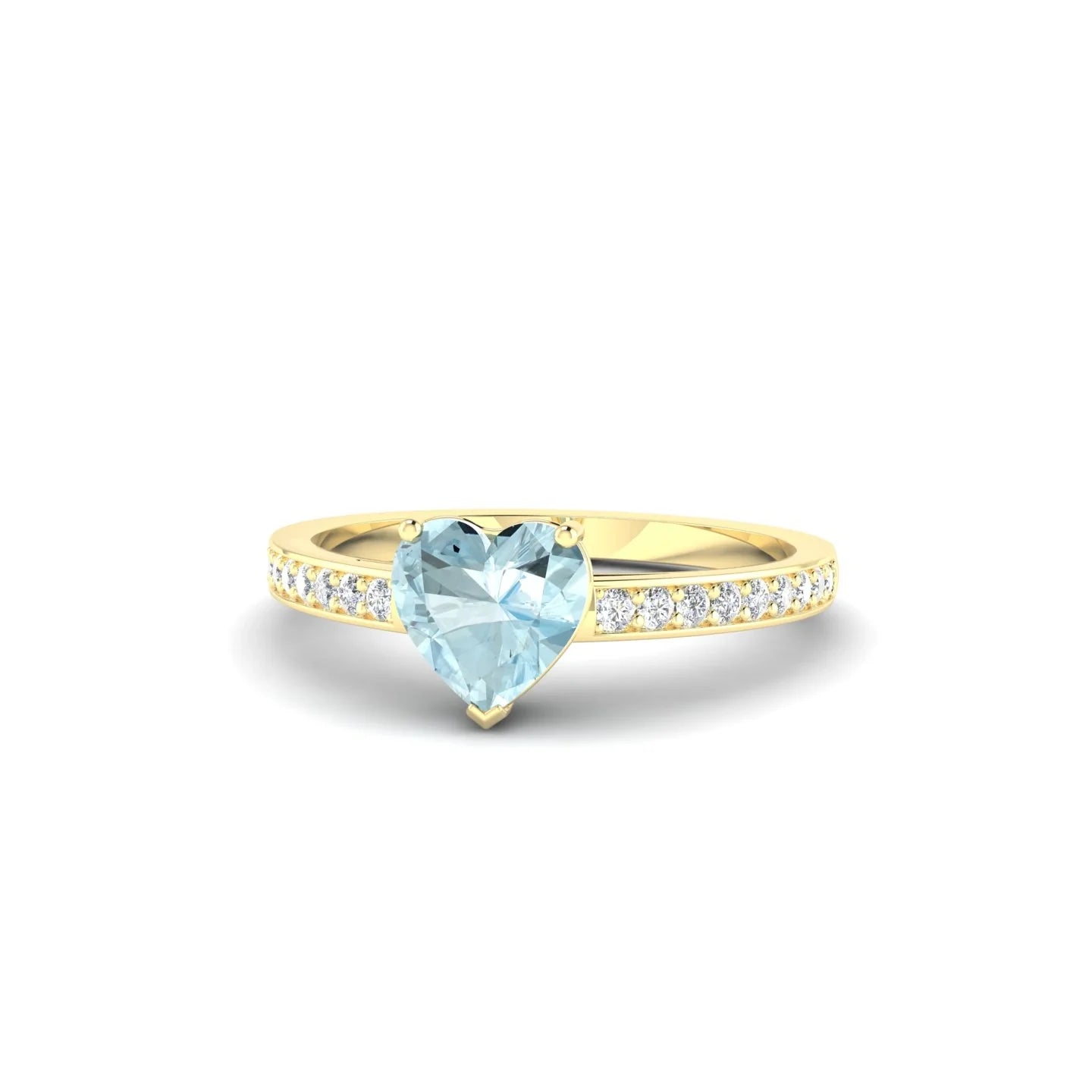 Promise | 18k Yellow Gold 6 mm Heart Aquamarine Ring