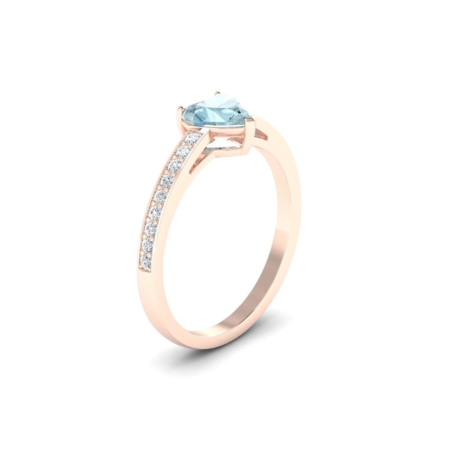 Promise | 18k Rose Gold 6 mm Heart Aquamarine Ring