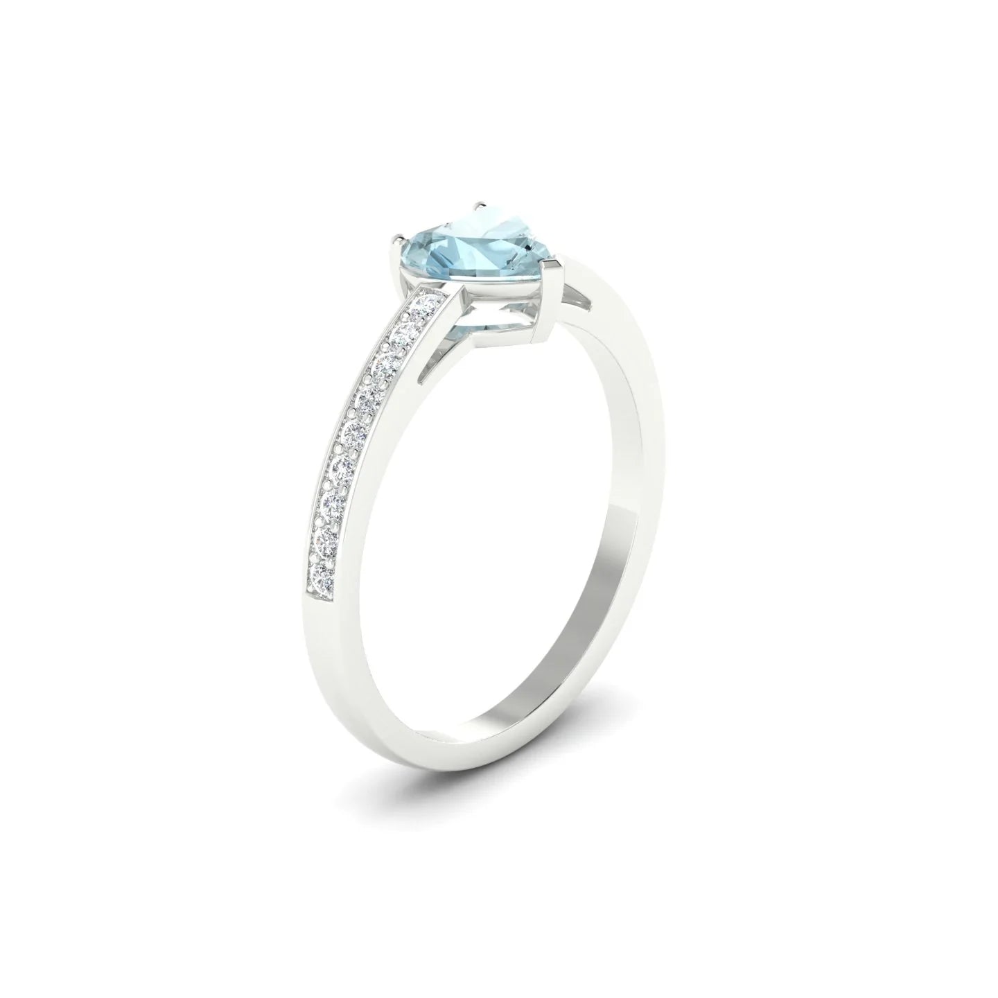 Promise | 18k White Gold 6 mm Heart Aquamarine Ring