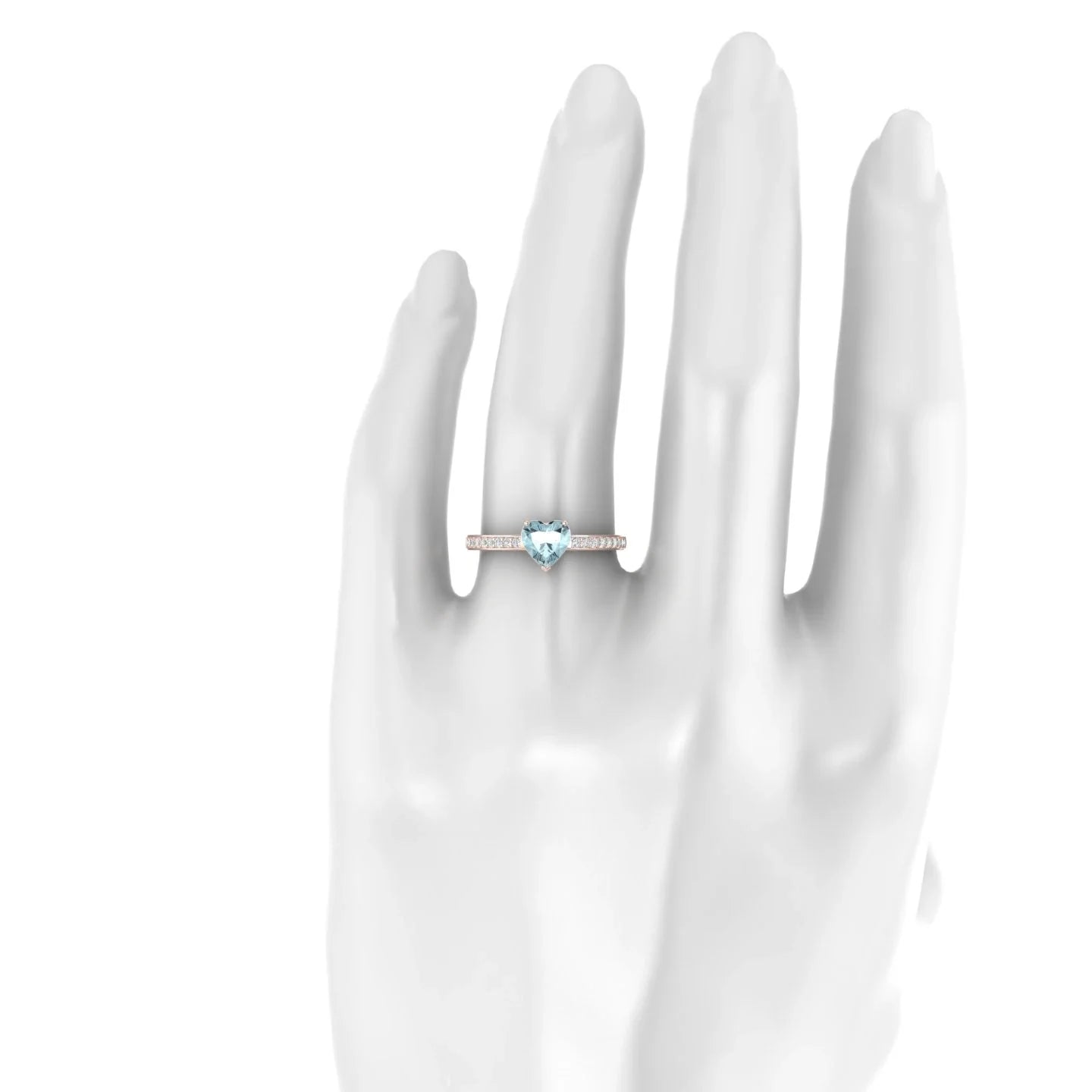 Promise | 18k Rose Gold 6 mm Heart Aquamarine Ring