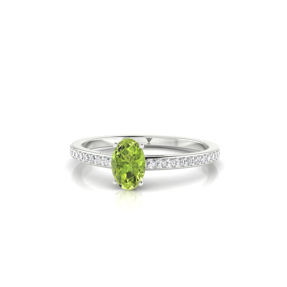 Promise | 18k White Gold 6 x 4 mm Oval Peridot Ring