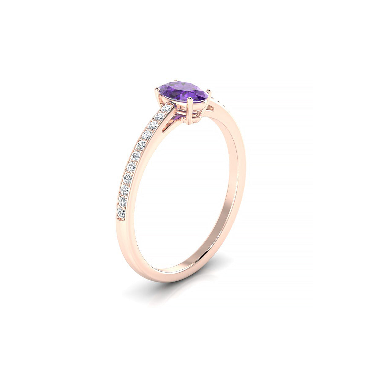Promise | 18k Rose Gold 6 x 4 mm Oval Amethyst Ring