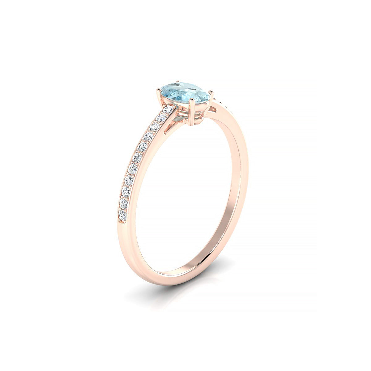 Promise | 18k Rose Gold 6 x 4 mm Oval Aquamarine Ring