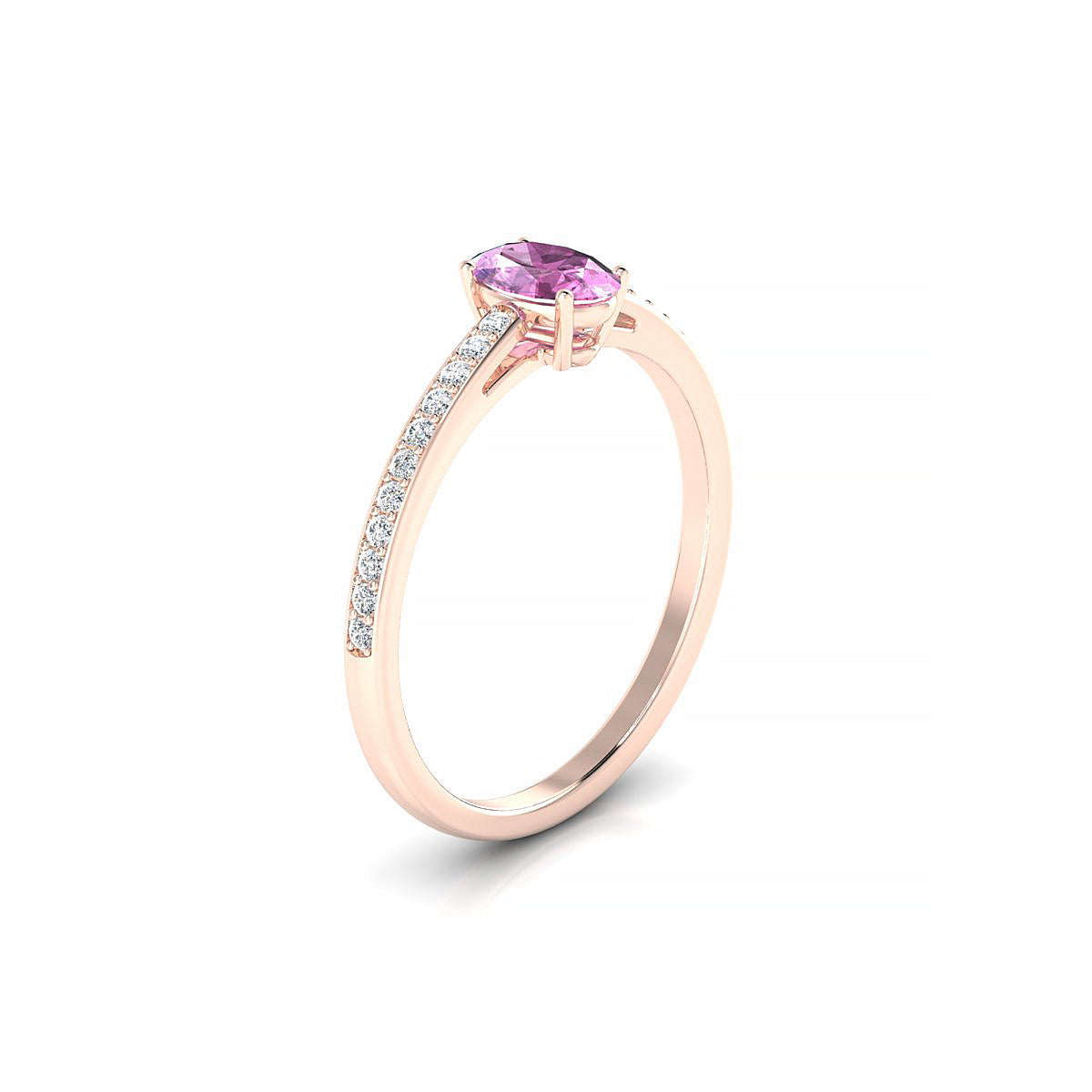 Promise | 18k Rose Gold 6 x 4 mm Oval Pink Sapphire Ring