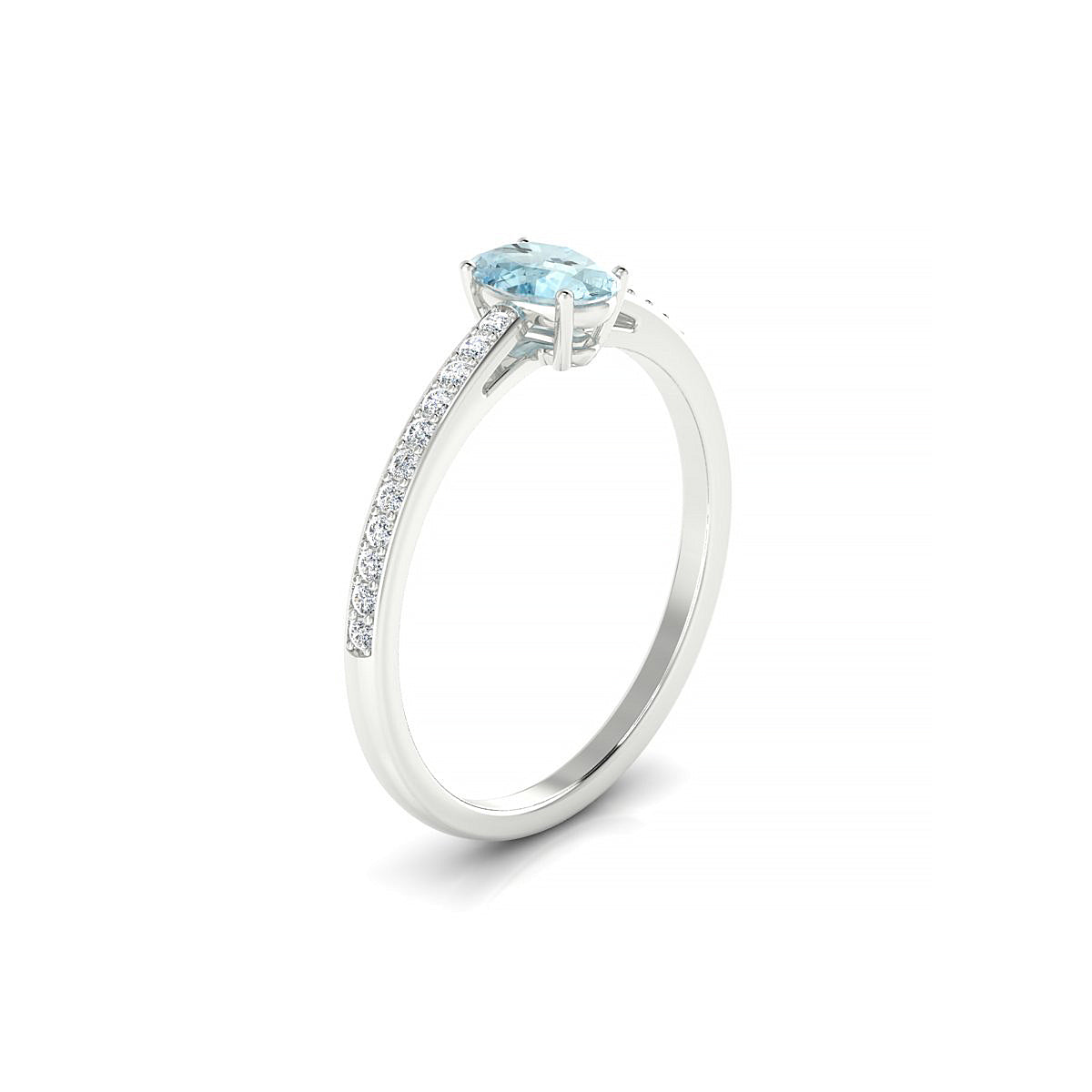 Promise | 18k White Gold 6 x 4 mm Oval Aquamarine Ring
