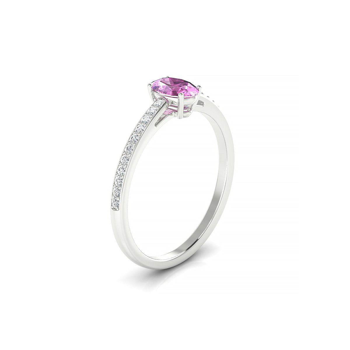 Promise | 18k White Gold 6 x 4 mm Oval Pink Sapphire Ring