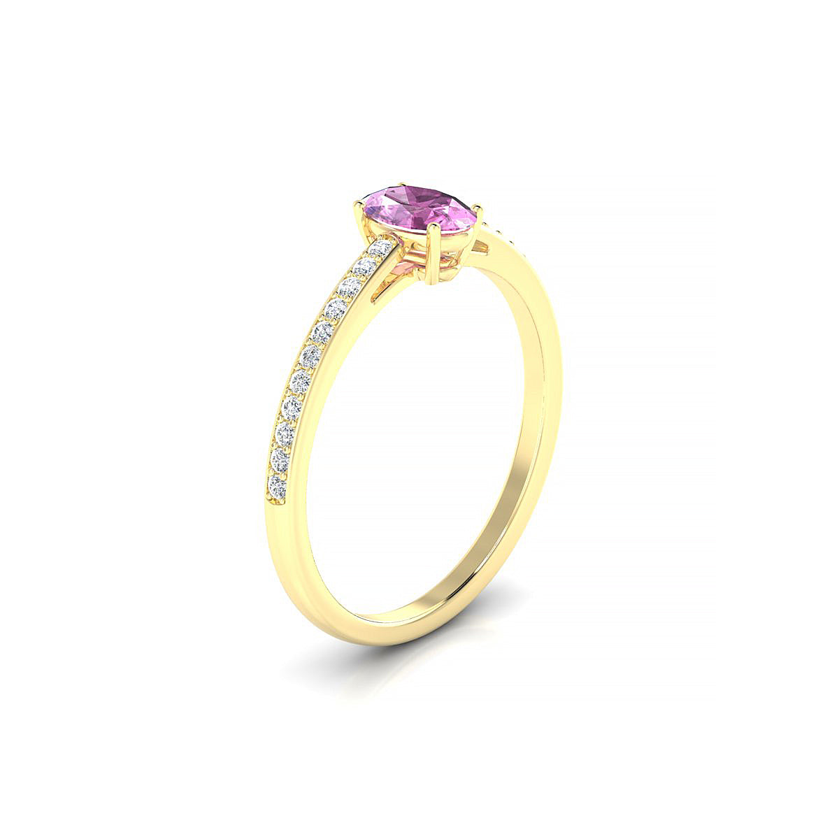 Promise | 18k Yellow Gold 6 x 4 mm Oval Pink Sapphire Ring