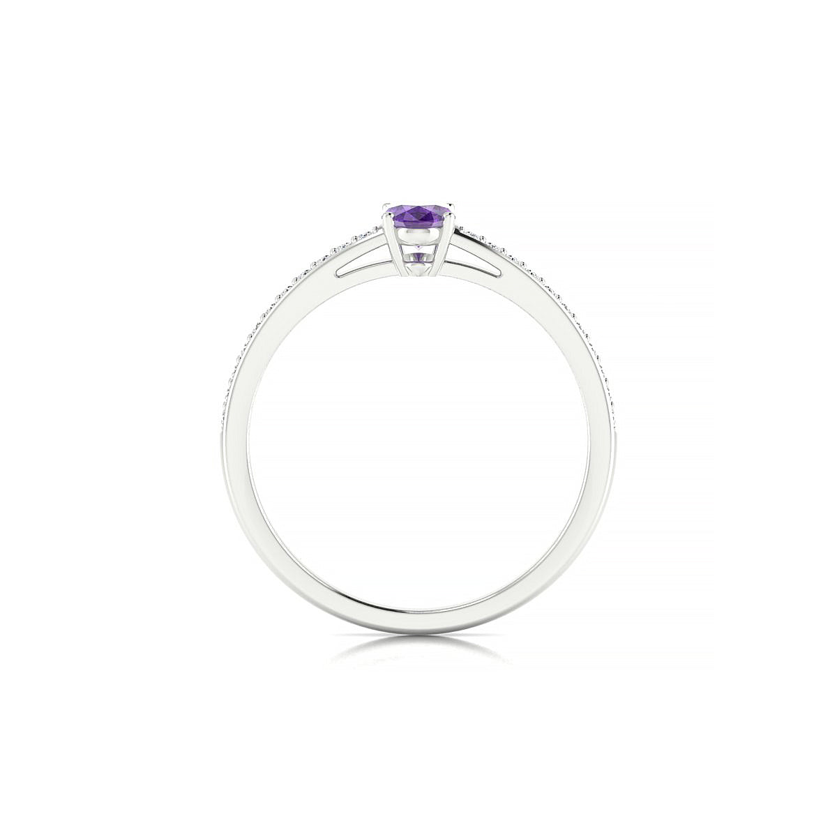 Promise | 18k White Gold 6 x 4 mm Oval Amethyst Ring