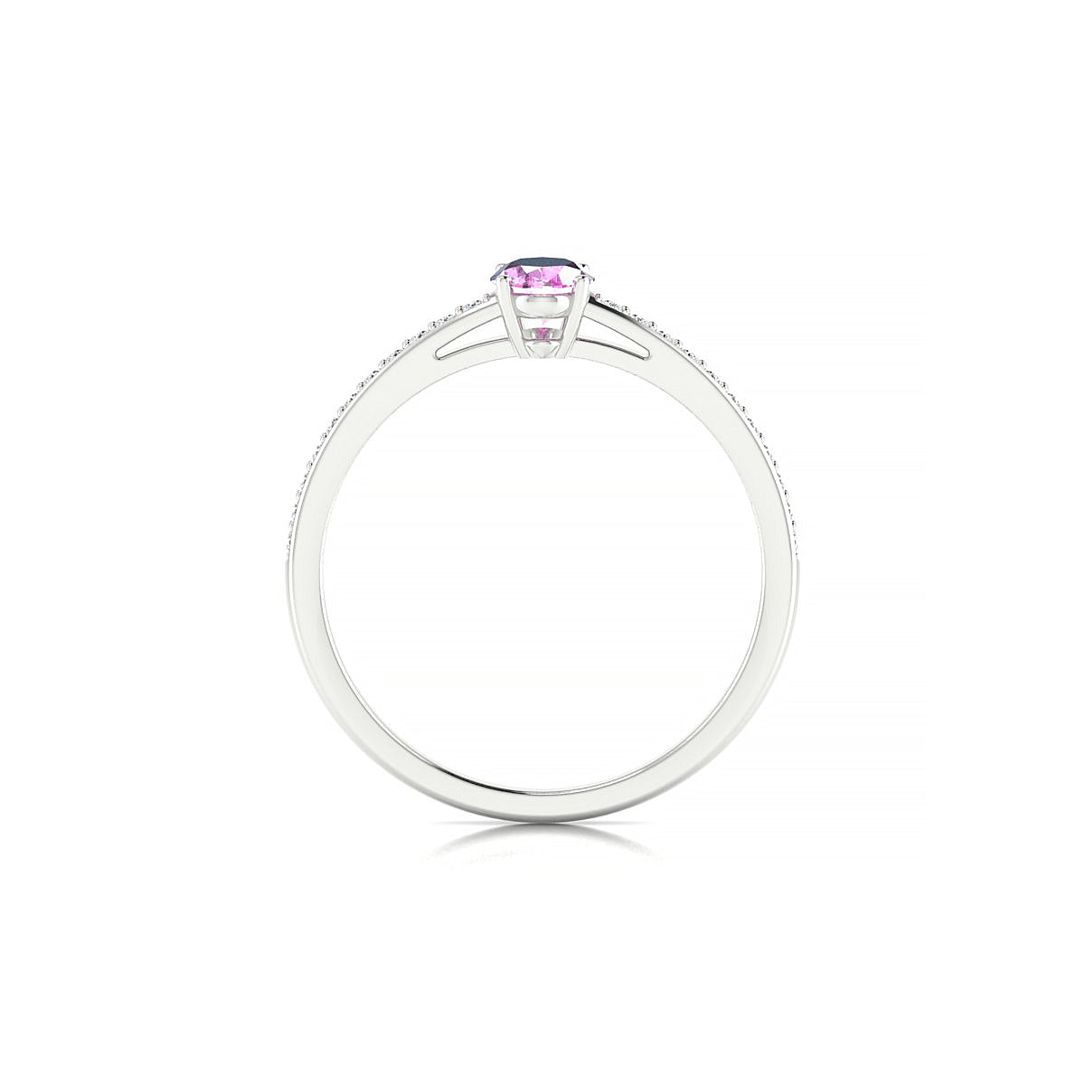 Promise | 18k White Gold 6 x 4 mm Oval Pink Sapphire Ring
