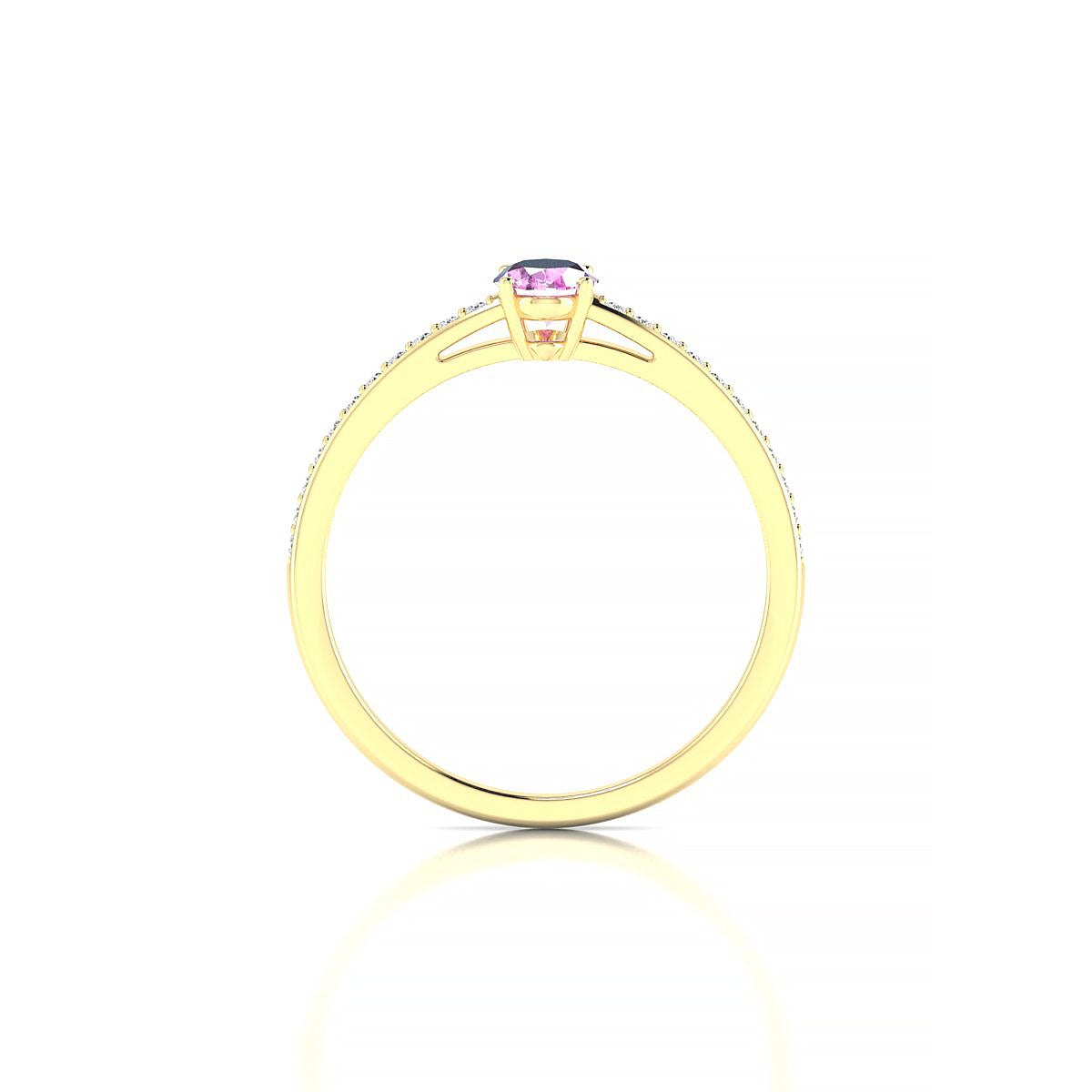 Promise | 18k Yellow Gold 6 x 4 mm Oval Pink Sapphire Ring