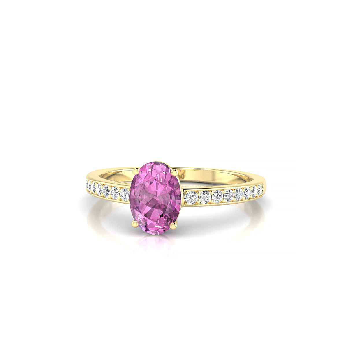 Promise | 18k Yellow Gold 7 x 5 mm Oval Pink Sapphire Ring