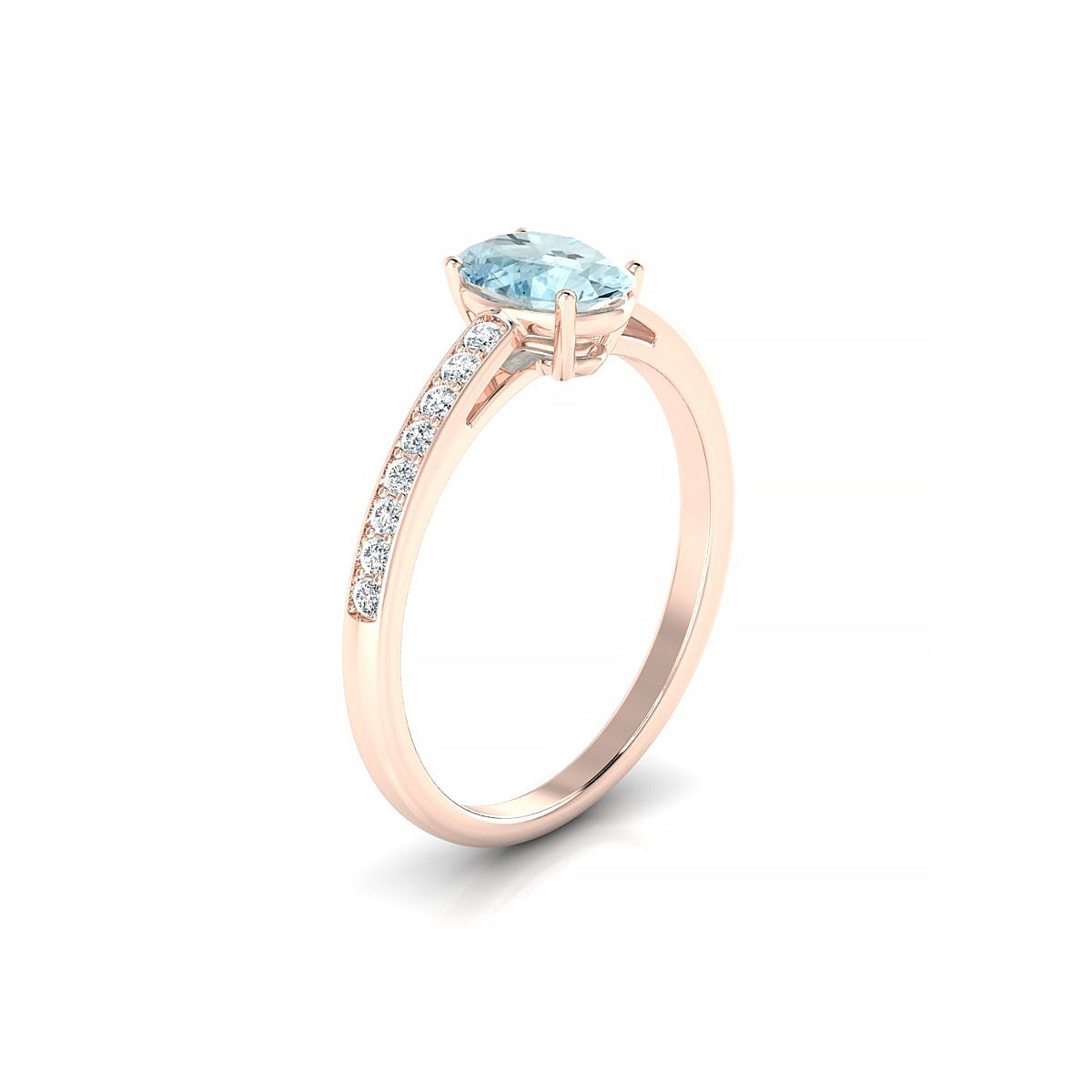 Promise | 18k Rose Gold 7 x 5 mm Oval Aquamarine Ring
