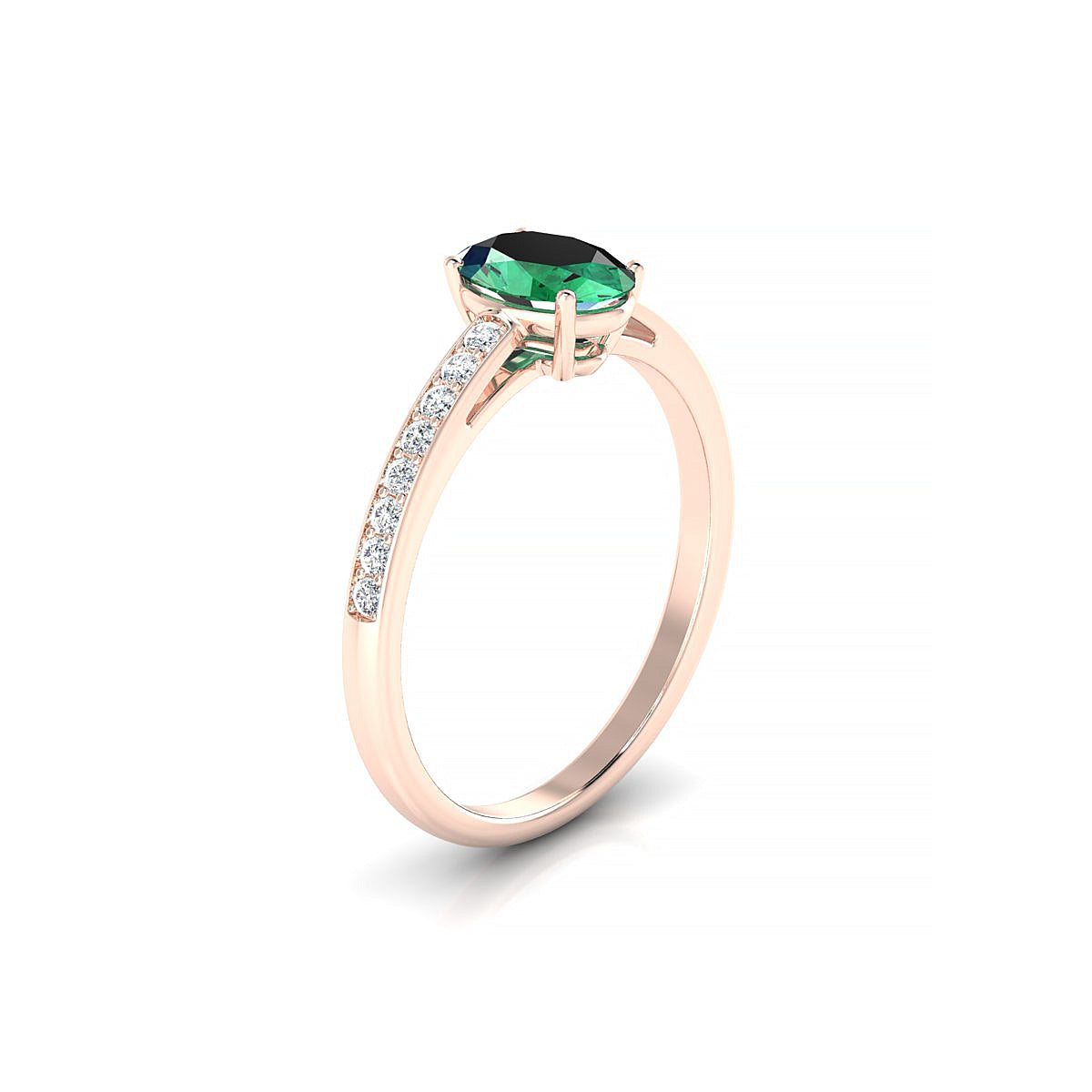 Promise | 18k Rose Gold 7 x 5 mm Oval Emerald Ring
