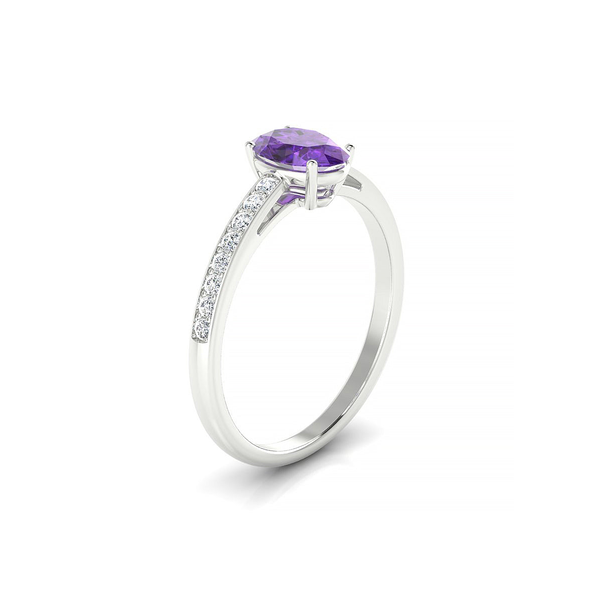 Promise | 18k White Gold 7 x 5 mm Oval Amethyst Ring
