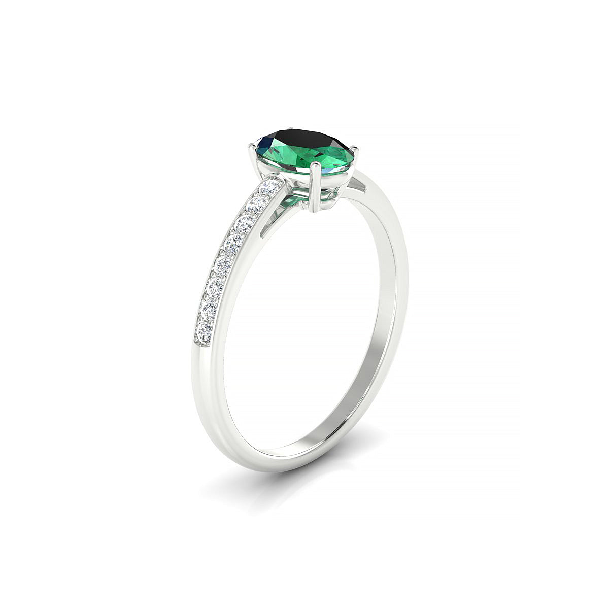 Promise | 18k White Gold 7 x 5 mm Oval Emerald Ring