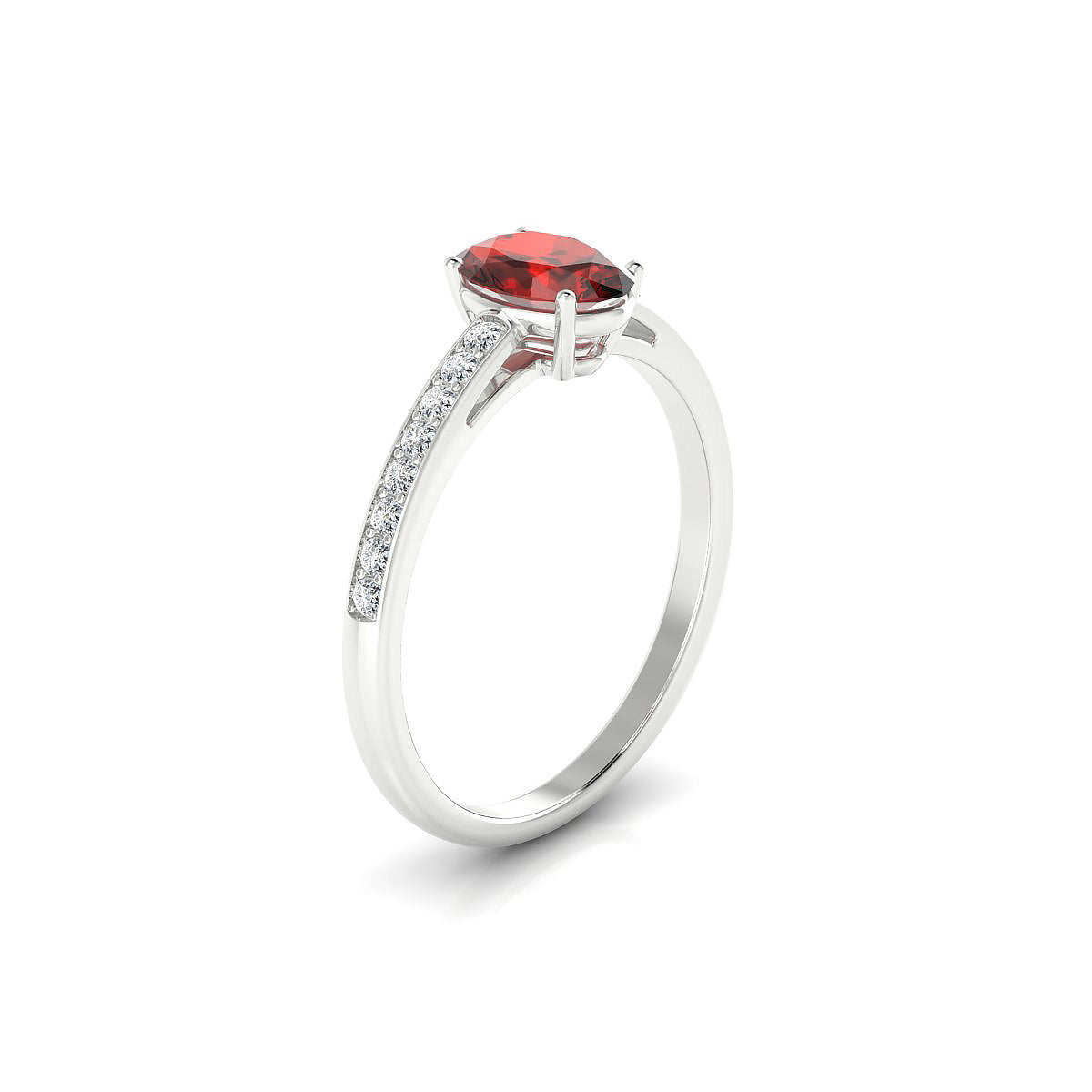 Promise | 18k White Gold 7 x 5 mm Oval Garnet Ring