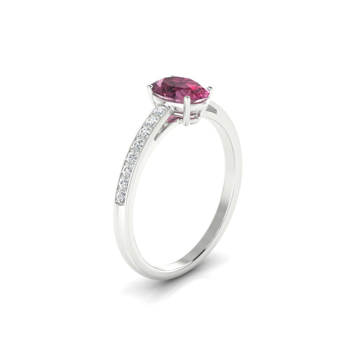Promise | 18k White Gold 7 x 5 mm Oval Rhodolite Ring