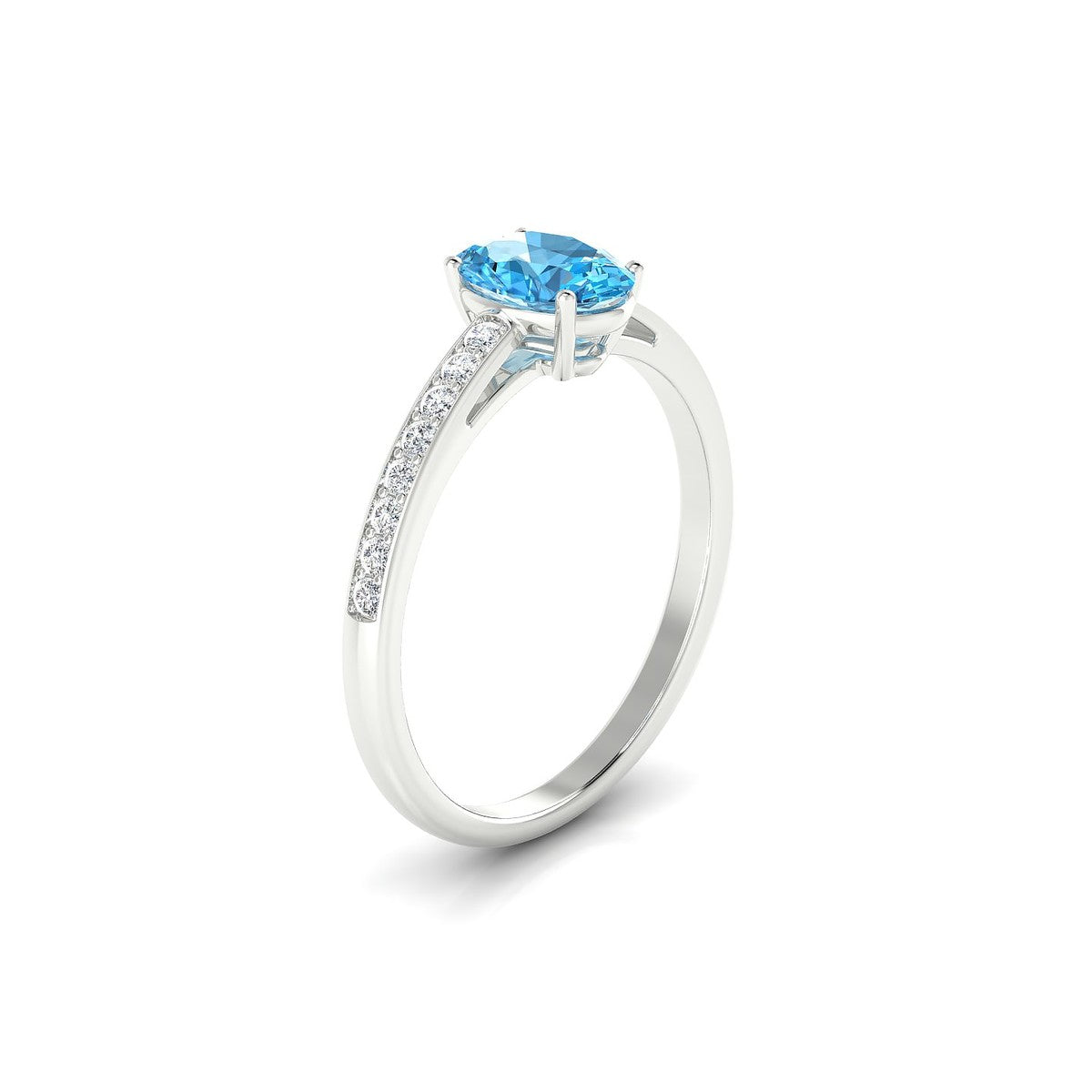 Promise | 18k White Gold 7 x 5 mm Oval Topaz Ring