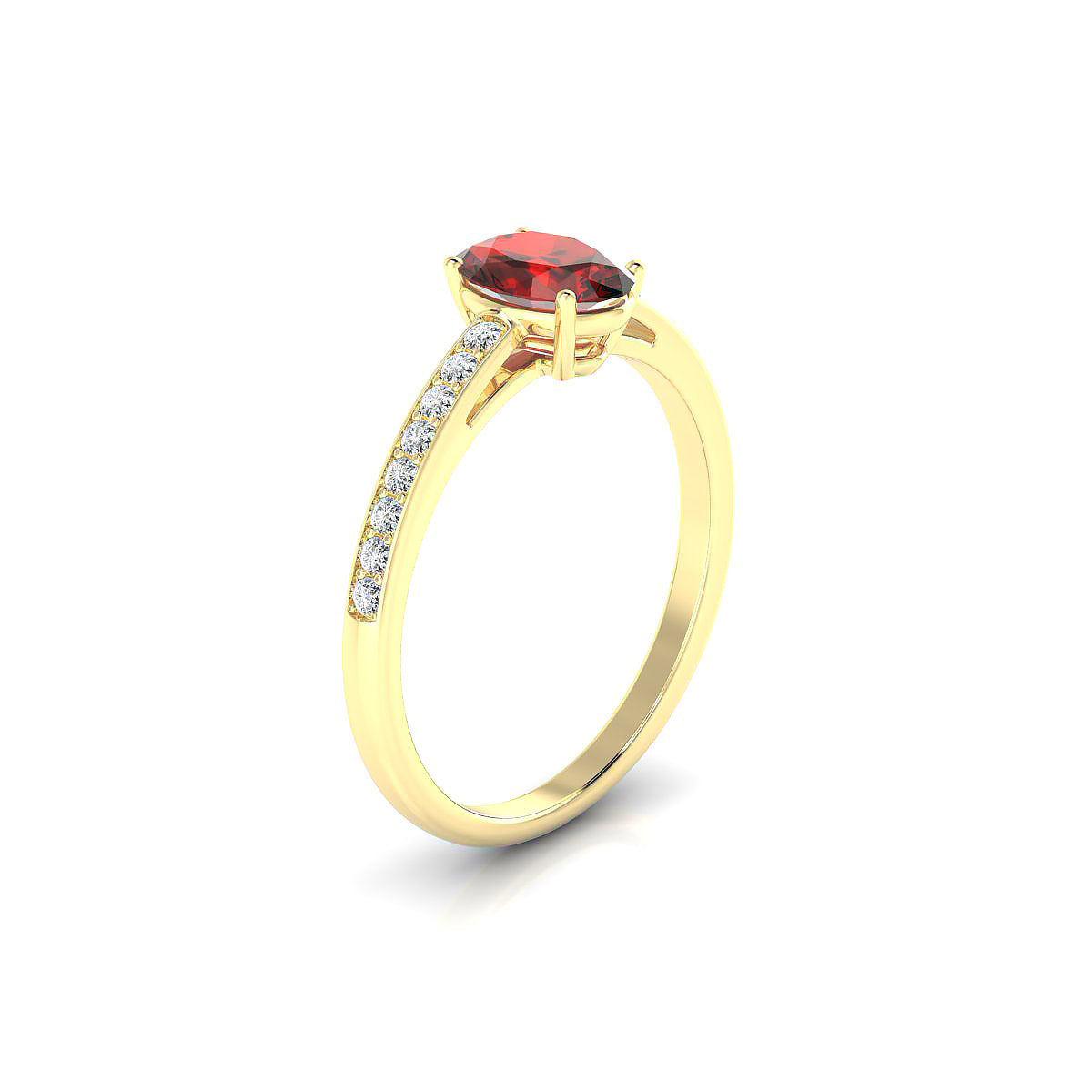 Promise | 18k Yellow Gold 7 x 5 mm Oval Garnet Ring