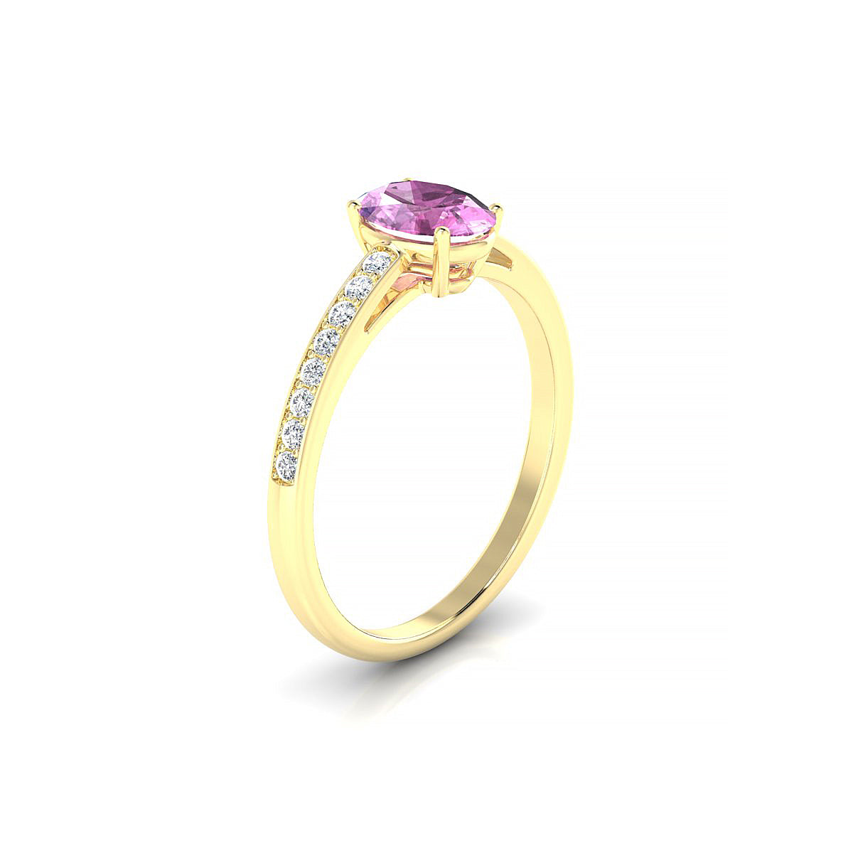 Promise | 18k Yellow Gold 7 x 5 mm Oval Pink Sapphire Ring