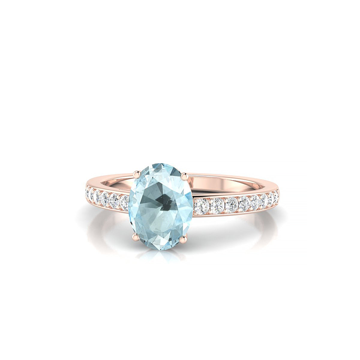 Promise | 18k Rose Gold 8 x 6 mm Oval Aquamarine Ring