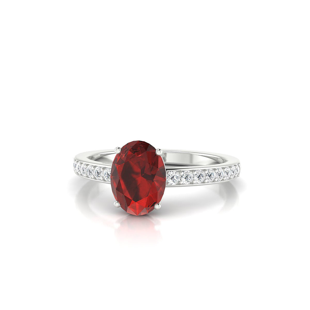 Promise | 18k White Gold 8 x 6 mm Oval Garnet Ring
